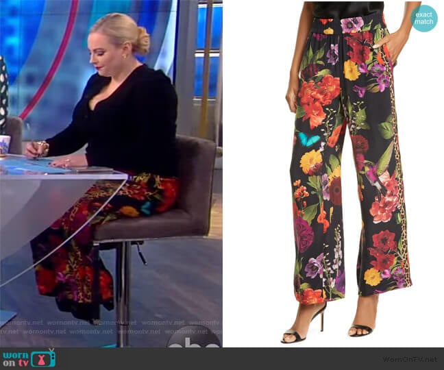Alice + Olivia Benny Floral Smock Waist Pants worn by Meghan McCain on The View