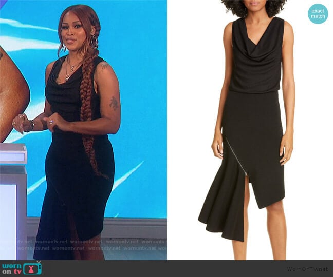 Alice + Olivia Hollis Cascade Asymmetrical Dress worn by Eve on The Talk