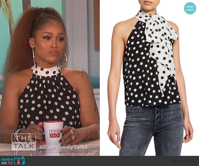 Alice + Olivia Liana Polka Dot Blouse worn by Eve on The Talk