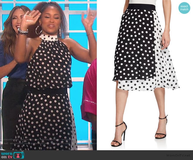 Alice + Olivia Nanette Mock Wrap Midi Skirt worn by Eve on The Talk