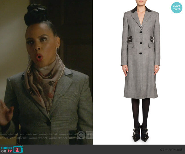 Altuzarra Plaid Leather-Collar Single Breasted Coat worn by Tegan Price (Amirah Vann) on How to Get Away with Murder