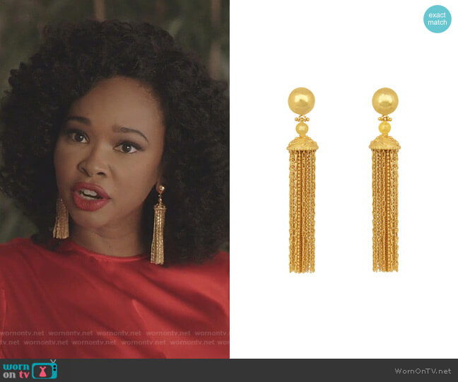 Angelina Alvarez Battina Earrings worn by Monica Colby (Wakeema Hollis) on Dynasty