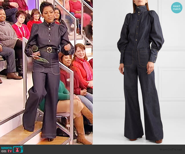 Anna Mason Jane denim jumpsuit worn by Tamron Hall on Tamron Hall Show