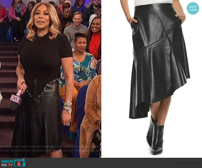 Apt. 9 + Cara Santana Faux Leather Asymmetrical Skirt worn by Wendy Williams on The Wendy Williams Show