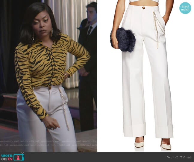 Area Elsa Chain-Detail Wide-Leg Trousers worn by Cookie Lyon (Taraji P. Henson) on Empire