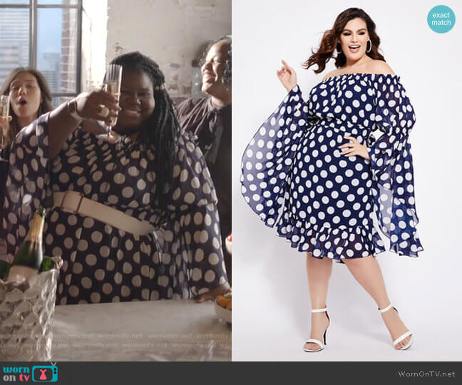 Ashley Stewart Dot Off-The-Shoulder Bell Sleeve Dress worn by Becky (Gabourey Sidibe) on Empire
