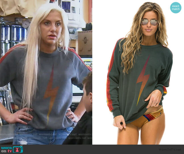 Aviator Nation Bolt Fade Sweatshirt worn by Gina Kirschenheiter on The Real Housewives of Orange County