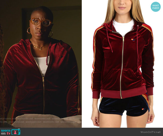 Aviator Nation Classic Velvet Zip Hoodie worn by Henrietta Wilson (Aisha Hinds) on 9-1-1