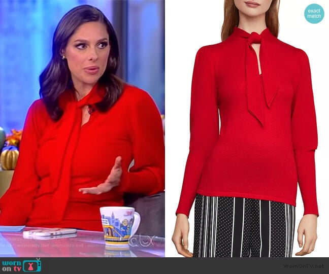 BCBGMAXAZRIA Tie-Neck Sweater worn by Abby Huntsman on The View