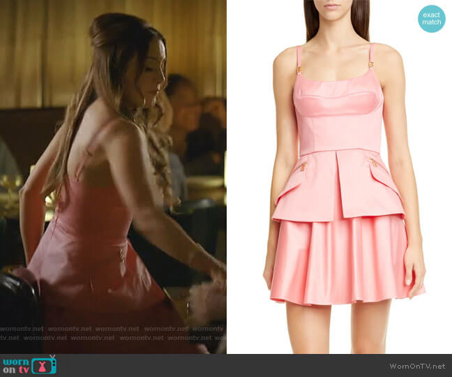 Brandon Maxwell Cotton Sateen Bustier Minidress worn by Fallon Carrington (Elizabeth Gillies) on Dynasty