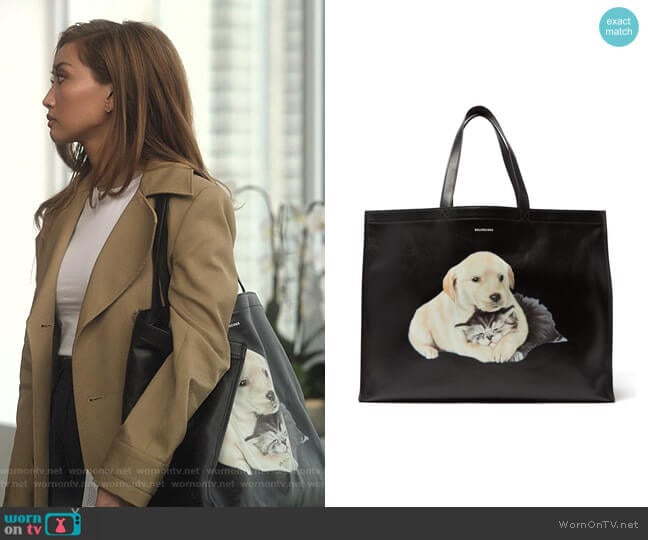 Balenciaga Animal-Print Leather Tote Bag worn by Madison Maxwell (Brenda Song) on Dollface