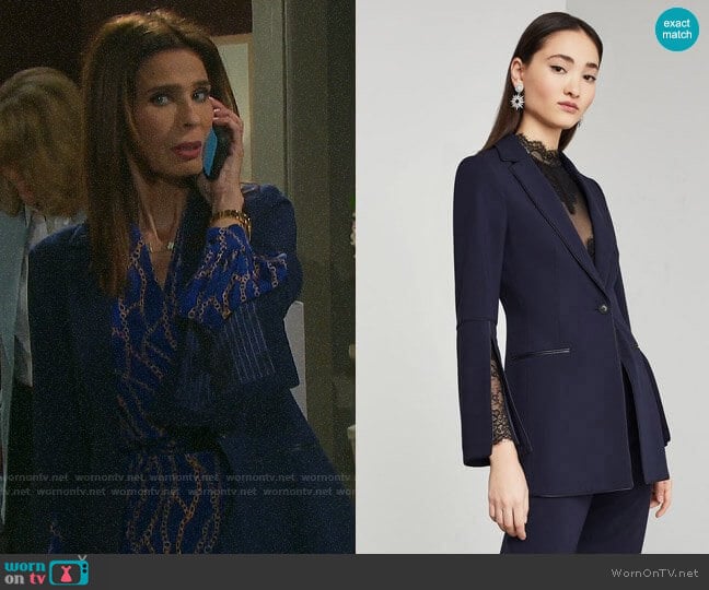 Bcbgmaxazria Pleather-Trimmed Blazer worn by Hope Williams (Kristian Alfonso) on Days of our Lives