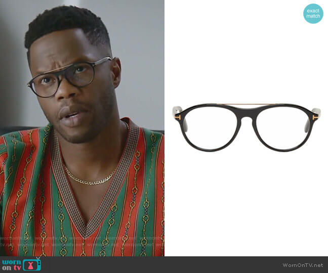 Tom Ford Black Pilot Shape Glasses worn by Jeff Colby (Sam Adegoke) on Dynasty