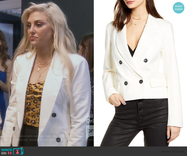 BlankNYC Crop Ponte Blazer worn by Gina Kirschenheiter on The Real Housewives of Orange County