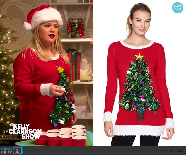 Blizzard Bay Kris Kringle Tunic Hockey Jersey Ugly Christmas worn by Kelly Clarkson on The Kelly Clarkson Show