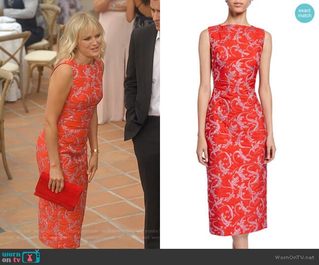 Brandon Maxwell Sleeveless Lizard Jacquard Dress