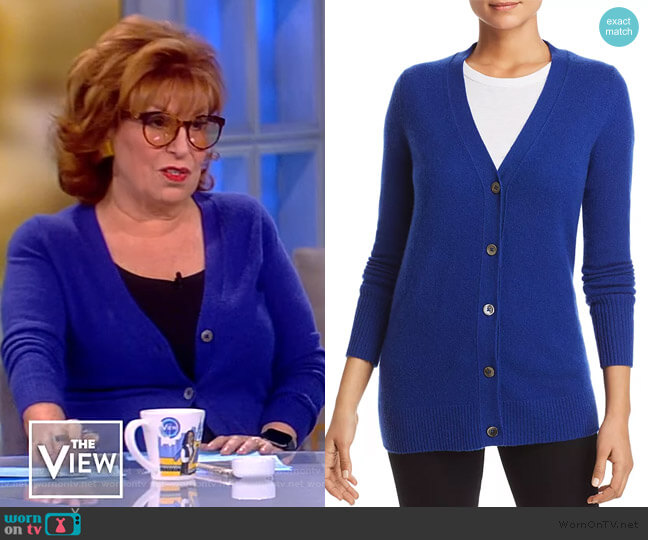 C by Bloomingdales Cashmere Grandfather Cardigan worn by Joy Behar on The View