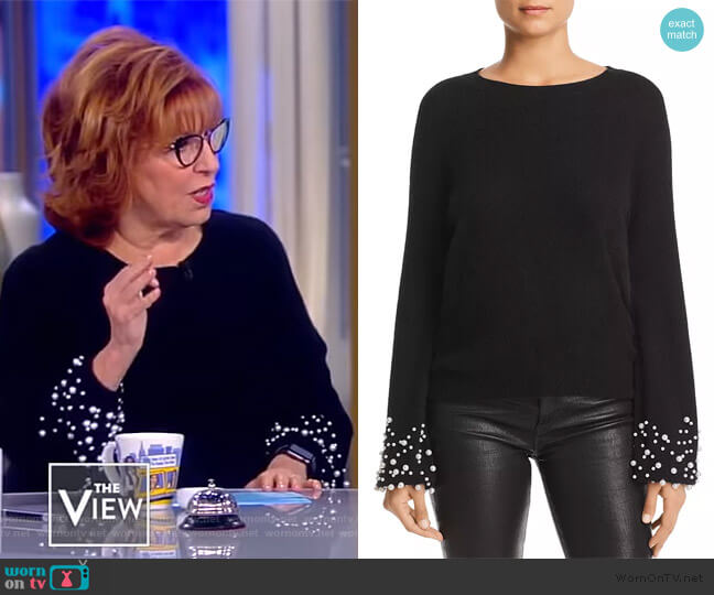 C by Bloomingdales Embellished-Cuff Cashmere Sweater worn by Joy Behar on The View