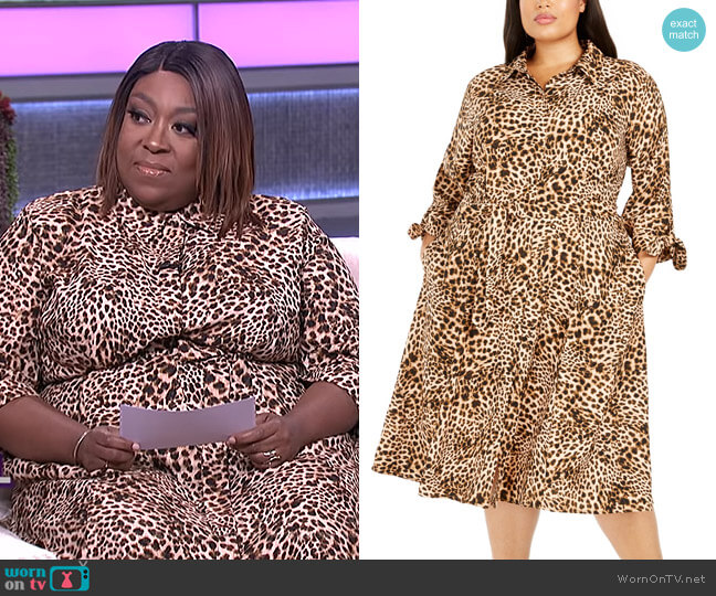 Calvin Klein Plus Size Animal-Print Shirtdress worn by Loni Love on The Real
