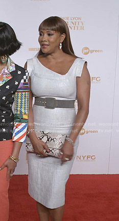 Candace Mason’s metallic asymmetric neck dress on Empire