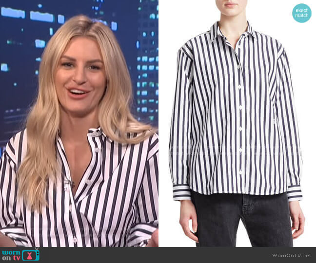 Toteme Capri Stripe Cotton Shirt worn by Morgan Stewart on E! News