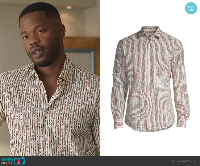 Salvatore Ferragamo Chain Link Gancini Shirt worn by Jeff Colby (Sam Adegoke) on Dynasty