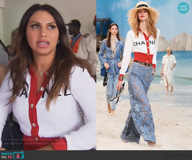 Chanel Logo Cardigan worn by Jennifer Aydin on The Real Housewives of New Jersey