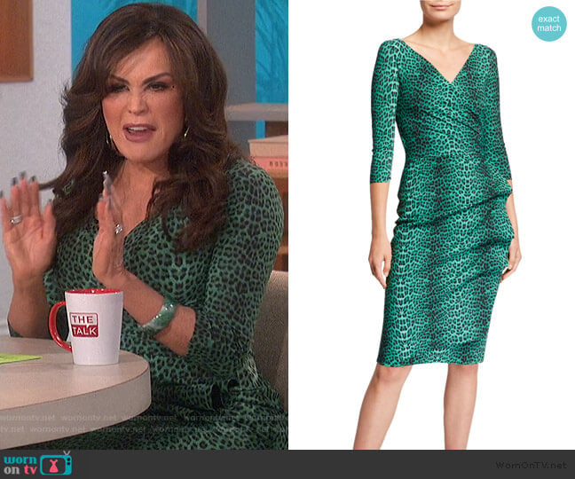 Chiara Boni La Petite Robe 3/4-Sleeve Animal-Print Ruched Cocktail Dress worn by Marie Osmond on The Talk
