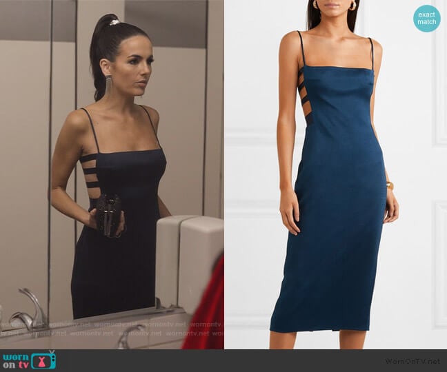 Cushnie Cutout hammered-satin midi dress
