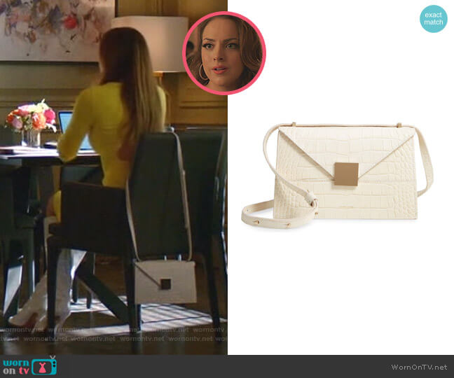 Demellier Copenhagen Leather Crossbody Bag worn by Fallon Carrington (Elizabeth Gillies) on Dynasty