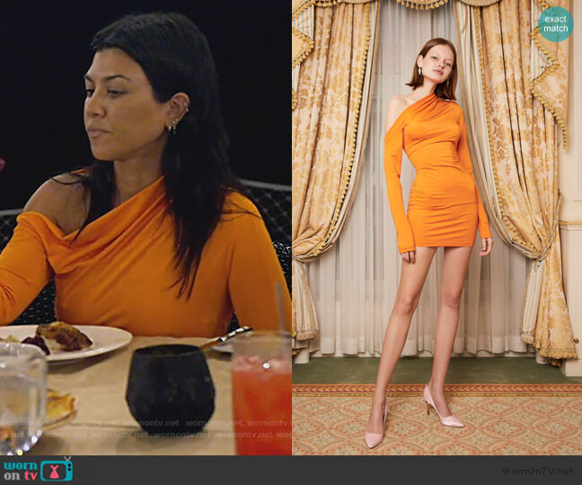 Daisy Warp Dress in Orange worn by Kourtney Kardashian on Keeping Up with the Kardashians