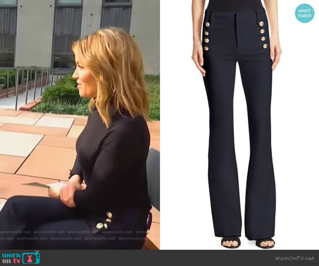 Derek Lam 10 Crosby Robertson Flare Pants worn by Kit Hoover on Access Hollywood