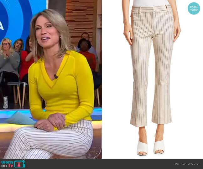 Derek Lam Striped Crop Flare Pants worn by Amy Robach on Good Morning America