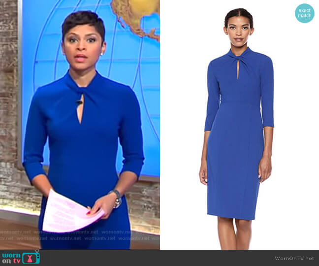 Donna Morgan Knotted Crepe Sheath Dress worn by Jericka Duncan on CBS Mornings