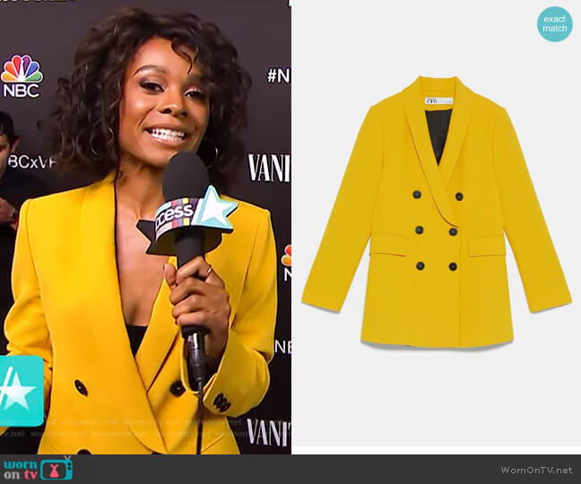 Zara Double Breasted Buttoned Blazer worn by Zuri Hall on Access Hollywood