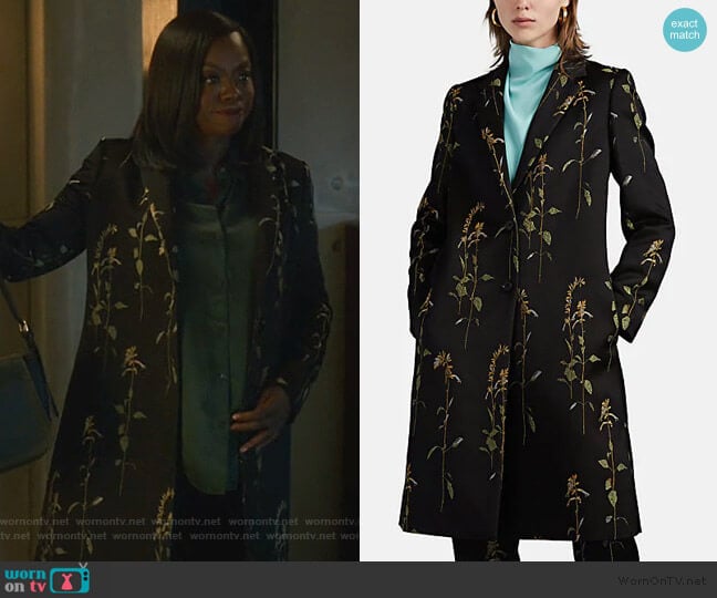 Dries Van Noten Floral-Jacquard Button-Front Coat worn by Annalise Keating (Viola Davis) on How to Get Away with Murder