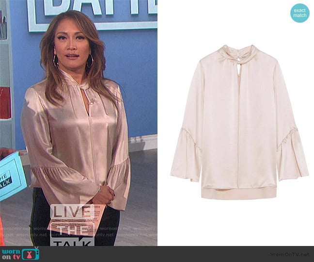 Elie Tahari Laraib Blouse worn by Carrie Inaba on The Talk