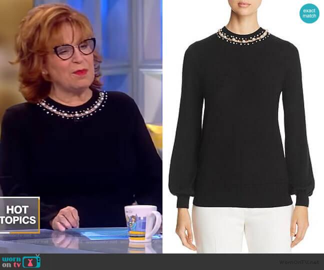Elie Tahari Sharar Faux-Pearl Neck Sweater worn by Joy Behar on The View