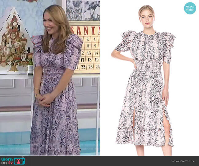 Elliatt Mia Puff Sleeve Snake Skin Fit & Flare Midi Dress worn by Lori Bergamotto on Today