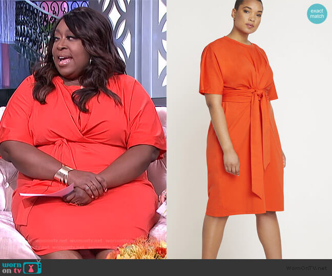 Eloquii Cross Front Flutter Sleeve Dress worn by Loni Love on The Real