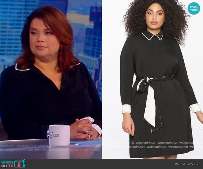 Eloquii Contrast Detail Shirtdress with Tie Waist worn by Ana Navarro on The View