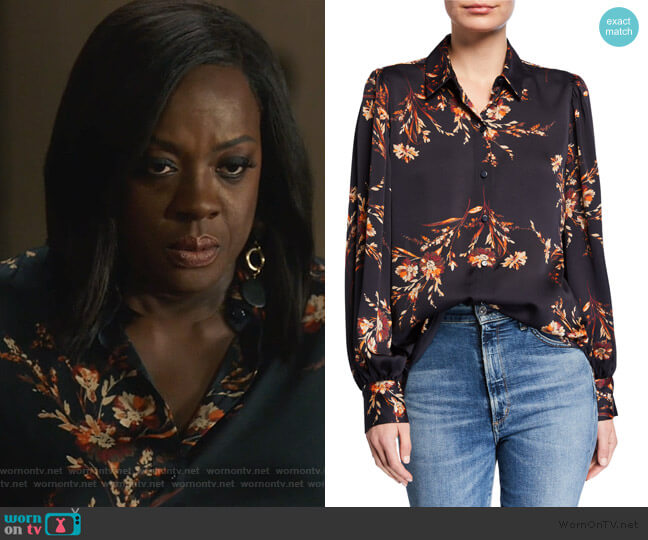 Equipment Danton Floral Button-Down Shirt worn by Annalise Keating (Viola Davis) on How to Get Away with Murder