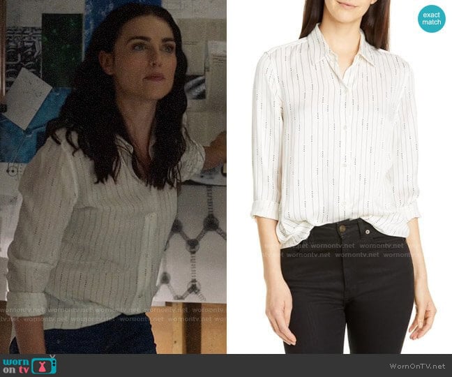 Equipment Essential Silk Shirt in Natural White Eclipse worn by Lena Luthor (Katie McGrath) on Supergirl