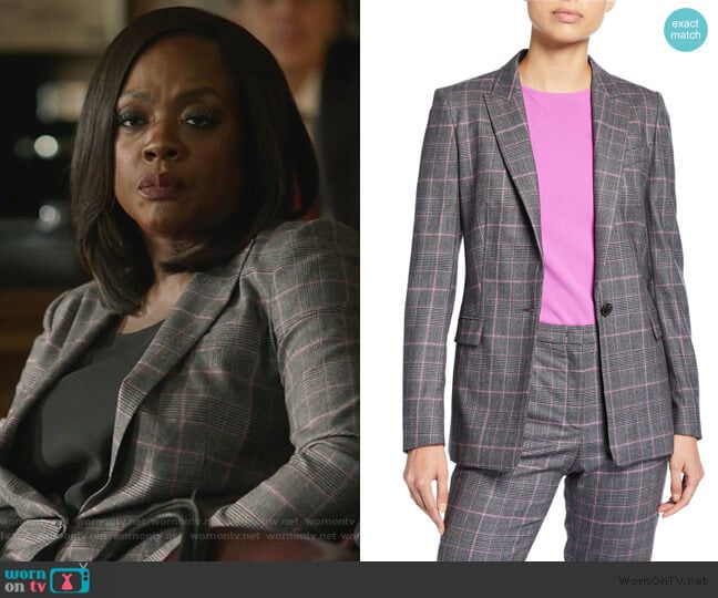 Escada Begas Glen-Plaid Wool Jacket worn by Annalise Keating (Viola Davis) on How to Get Away with Murder