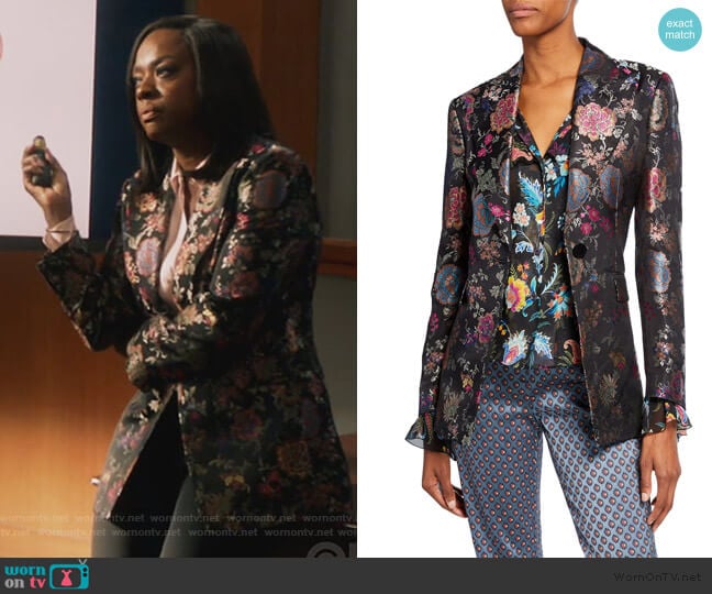 Etro Floral Brocade Fitted Blazer worn by Annalise Keating (Viola Davis) on How to Get Away with Murder