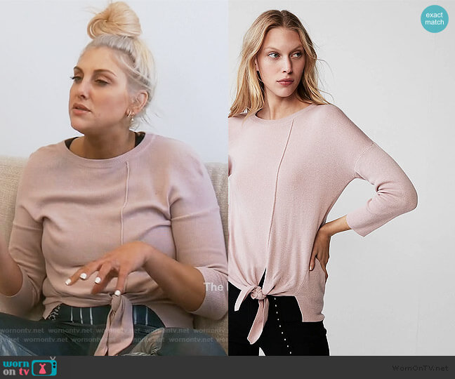 Express Tie Front Crew Neck Sweater worn by Gina Kirschenheiter on The Real Housewives of Orange County