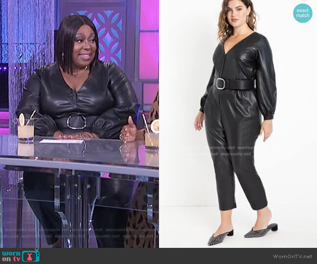 Eloquii Faux Leather Jumpsuit worn by Loni Love on The Real
