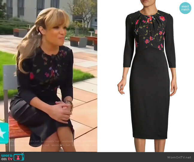 Jason Wu Floral Vine Stretch Ponte Sheath Dress