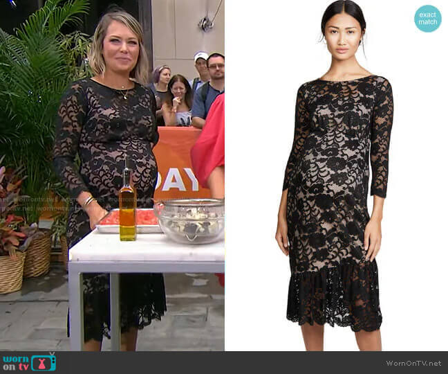 Ingrid & Isabel 3/4 Sleeve Flounce Hem Lace Dress worn by Dylan Dreyer on Today
