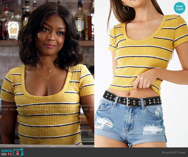 Forever 21 Striped Ribbed Top worn by Ali Finer (Javicia Leslie) on God Friended Me